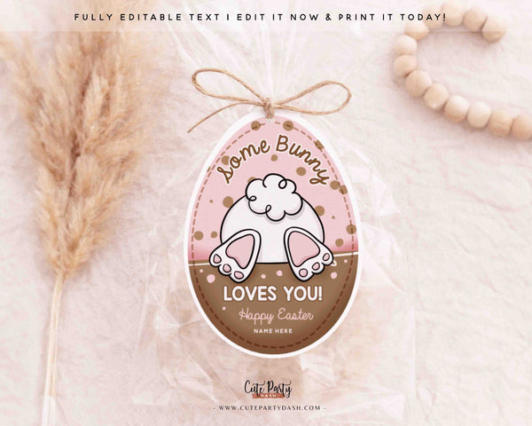 Some Bunny Loves You Editable Easter Gift Tag Printable (Instant Download)
