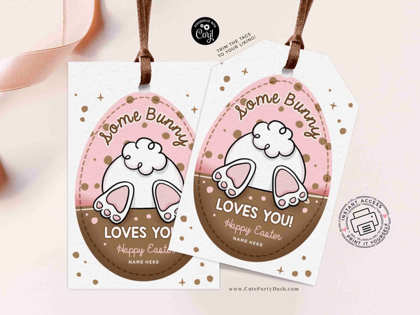 Some Bunny Loves You Editable Easter Gift Tag Printable (Instant Download)