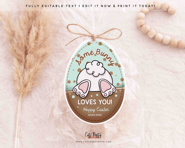 Some Bunny Loves You Editable Easter Gift Tag Printable (Instant Download)