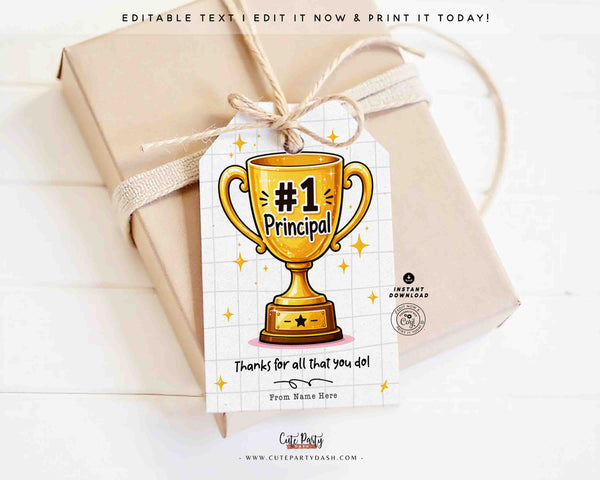 Principal Appreciation Gift Tag Printable, Thank You Principal Tag, School Staff Gift Tag, Editable Gift Tag, Instant Download