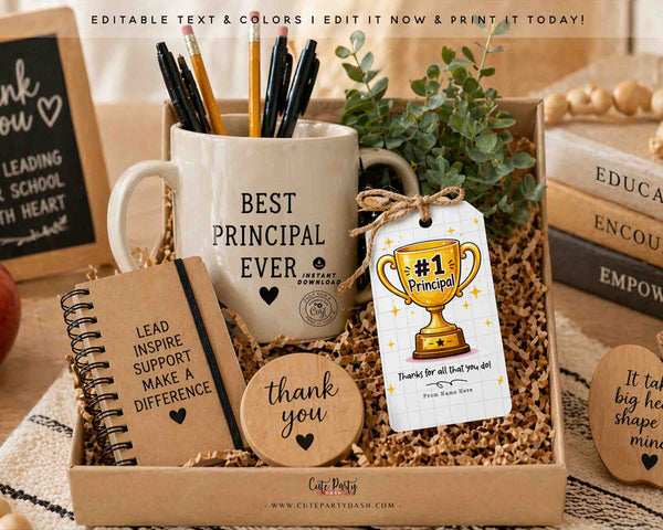 Principal Appreciation Gift Tag Printable, Thank You Principal Tag, School Staff Gift Tag, Editable Gift Tag, Instant Download