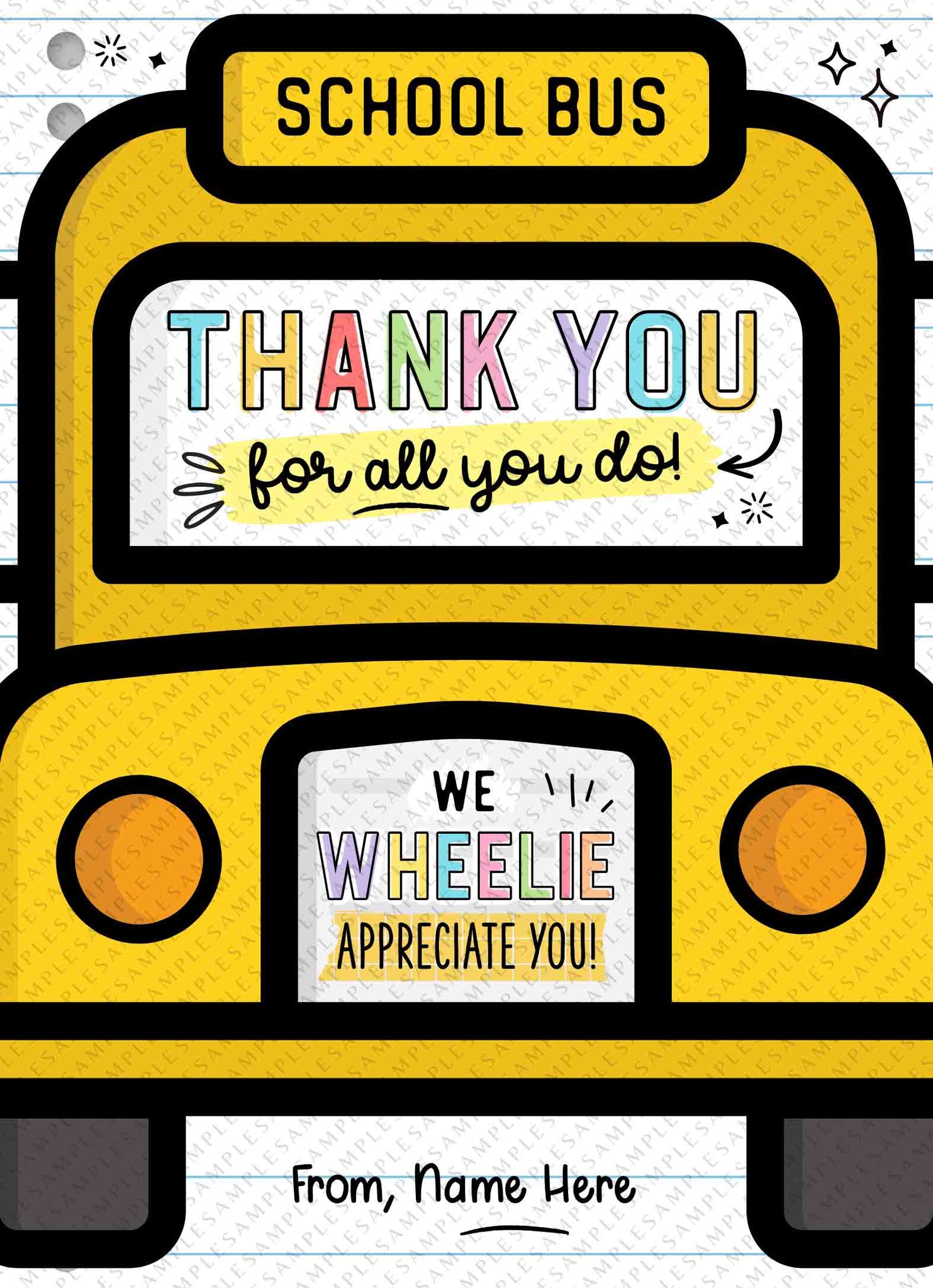 Editable Bus Driver Gift Card Holder template, Printable School Bus Dr ...