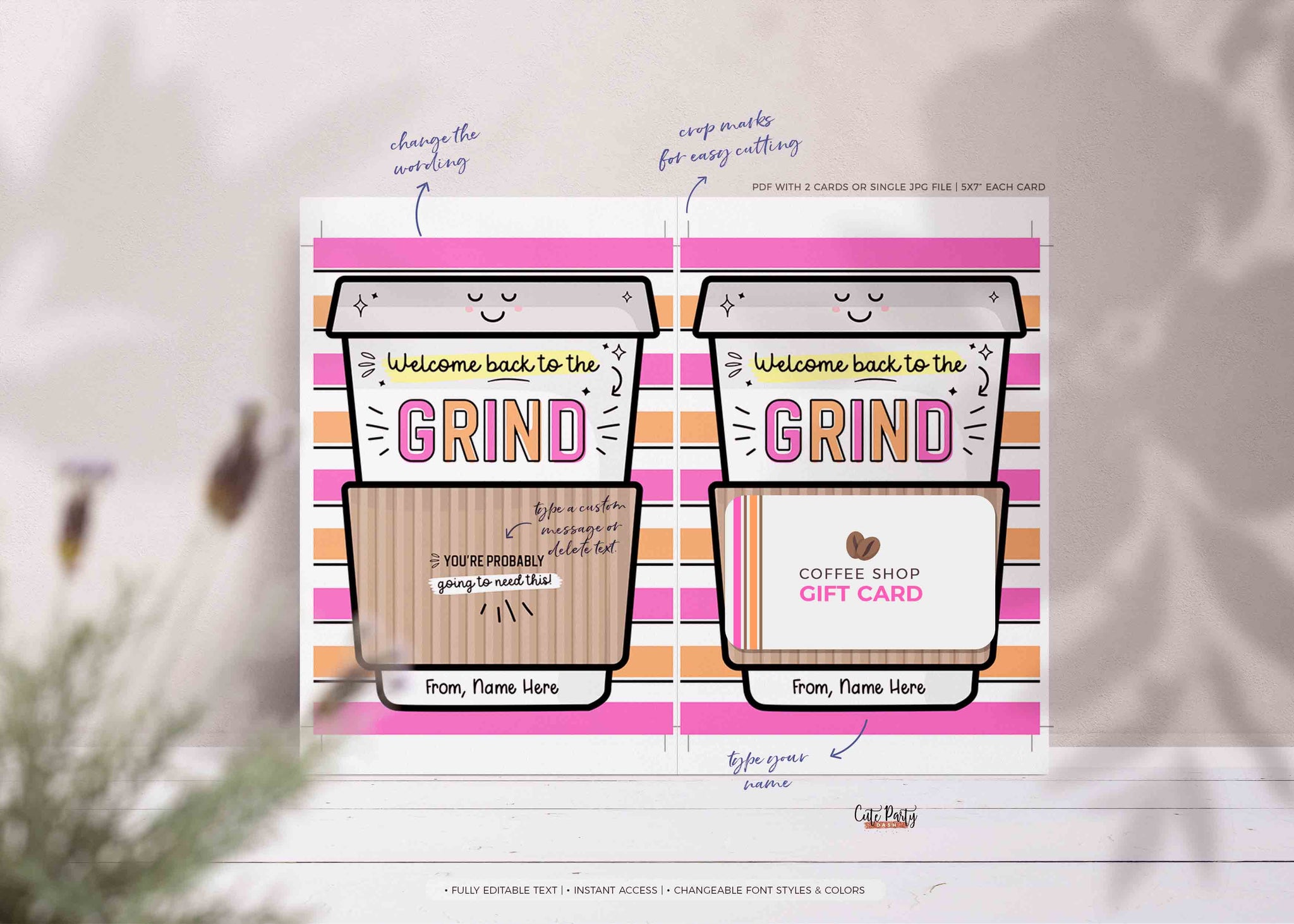 Editable Welcome Back to the grind School Teacher Gift Card Holder ...