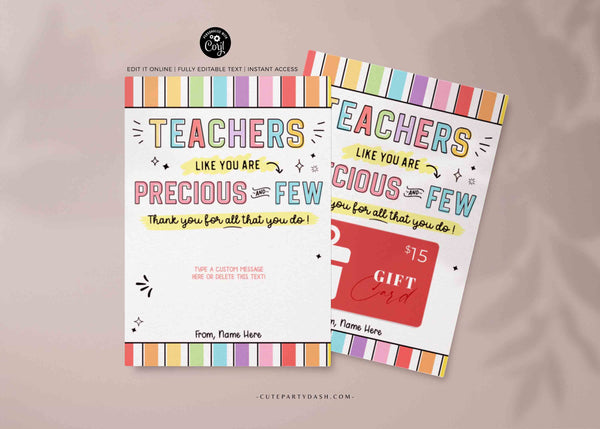Editable Teacher Thank You Gift Card Holder template Printable Amazing Teacher Appreciation Week Gift Pto End of Year Gift INSTANT DOWNLOAD