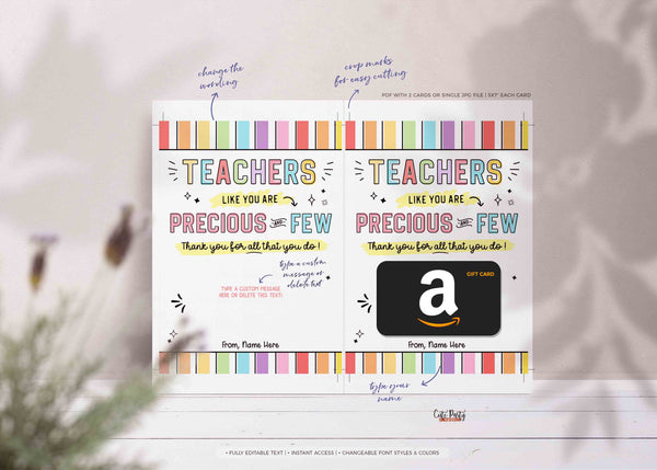 Editable Teacher Thank You Gift Card Holder template Printable Amazing Teacher Appreciation Week Gift Pto End of Year Gift INSTANT DOWNLOAD