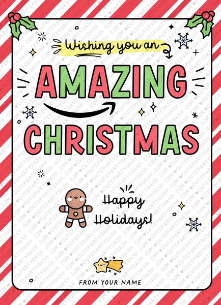 Wishing You An Amazing Christmas Gift Card Holder template INSTANT DOWNLOAD Printable Holiday Gift Card for Teacher Appreciation Gift FECH