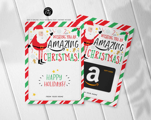 Wishing You An Amazing Christmas Gift Card Holder template INSTANT DOWNLOAD Printable Holiday Gift Card for Teacher Appreciation Gift Winter