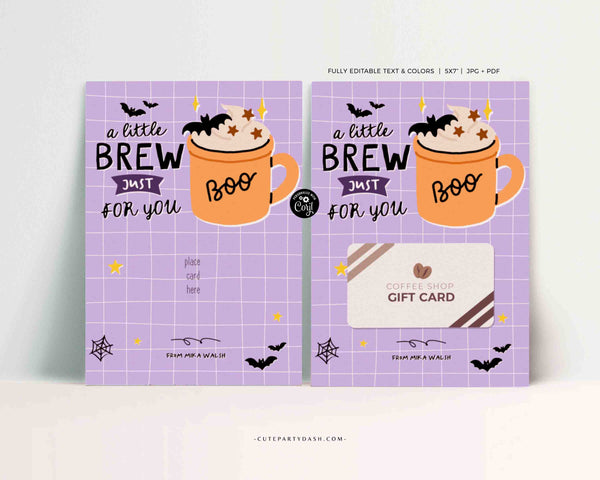 Halloween Pumpkin Spice Coffee Gift Card Holder – Editable Printable