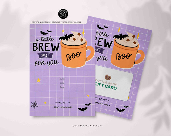 Halloween Pumpkin Spice Coffee Gift Card Holder – Editable Printable