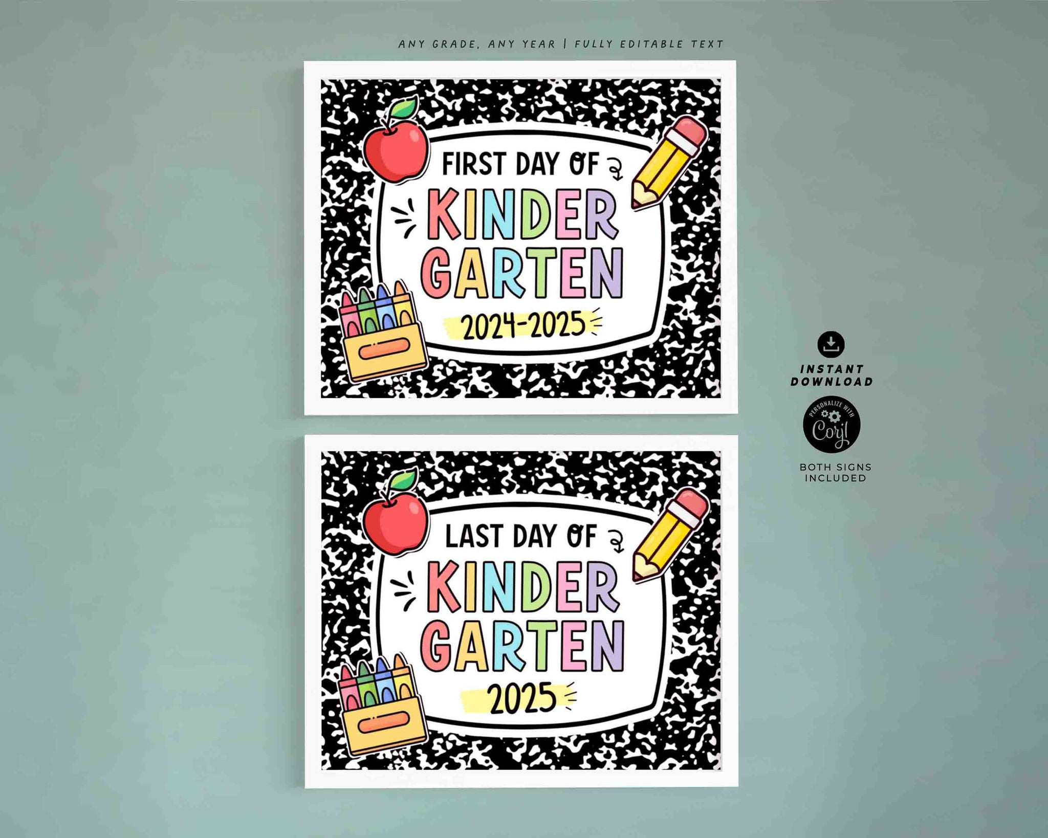 Singer First Day Back Editable Back to School Sign Bundle Printable INSTANT DOWNLOAD – Cute ...