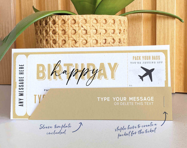 Birthday Boarding Pass Template, Surprise Trip gift ticket, Fake Airplane Ticket Trip - Digital Download