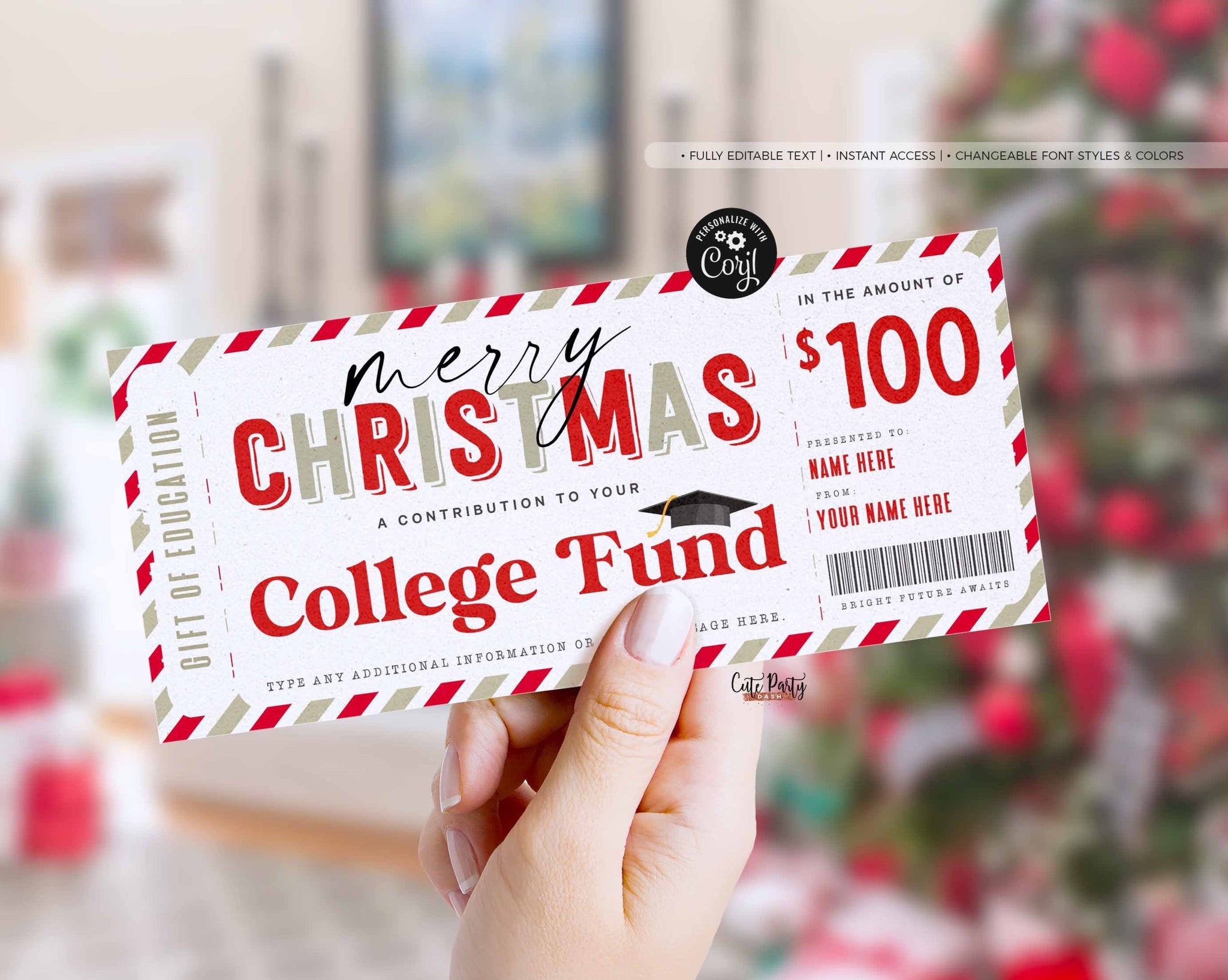 Christmas College Fund Template, 529 College Savings Plan Contribution