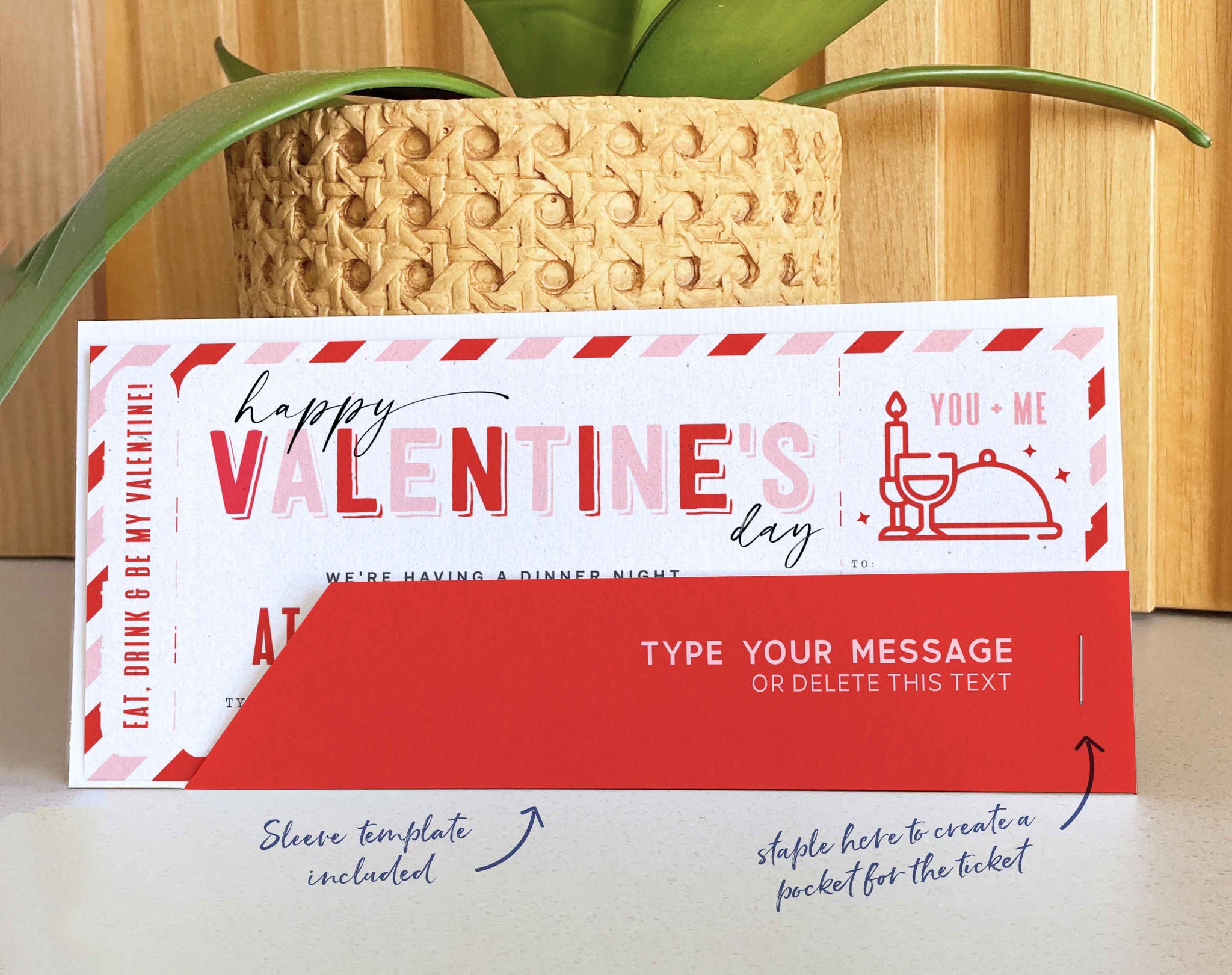 Valentine's Day Gift Dinner Night Gift Voucher Certificate, Date Night
