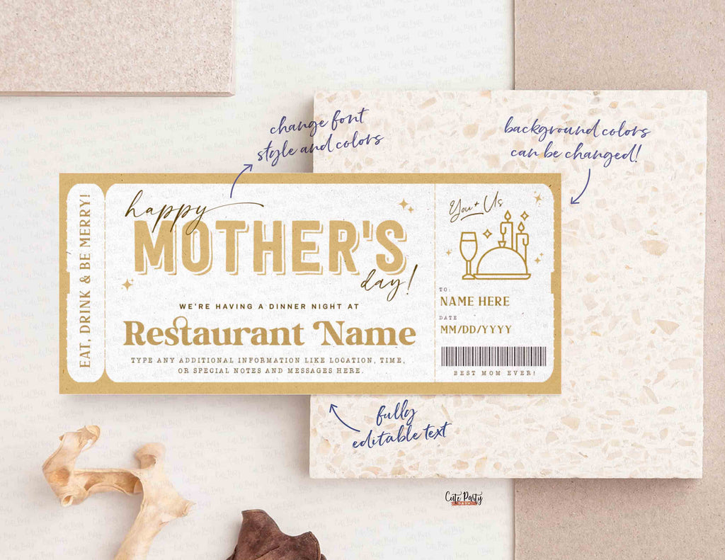 Mother's Day Gift Dinner Night Gift Voucher Certificate, Date Night Co –  Cute Party Dash