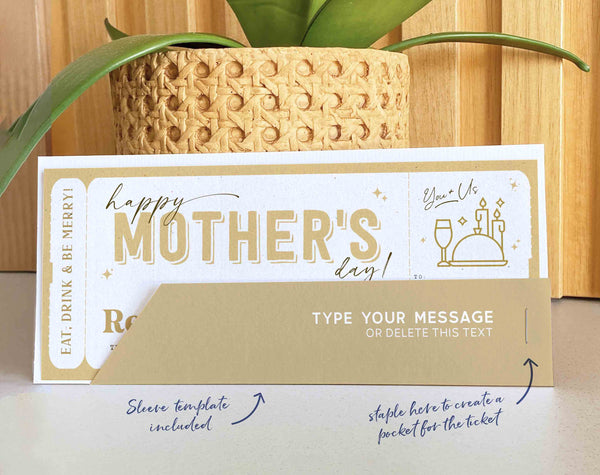 Mother's Day Gift Dinner Night Gift Voucher Certificate, Date Night Coupon  - Digital Download