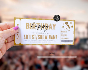 Birthday Gift Concert Ticket Template, Editable Surprise Concert Voucher - Digital Download