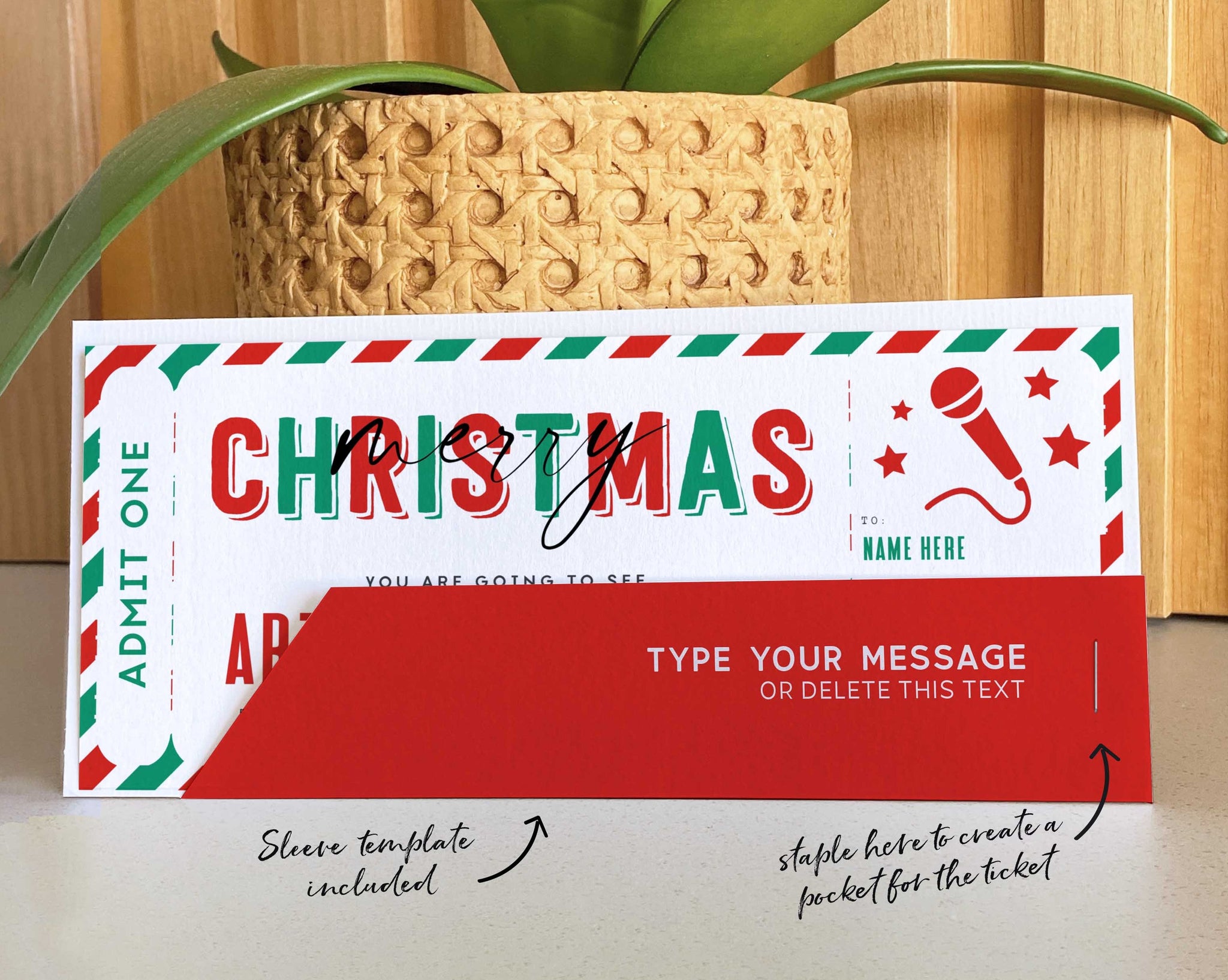 Christmas Gift Concert Ticket Template, Editable Surprise Show Voucher ...