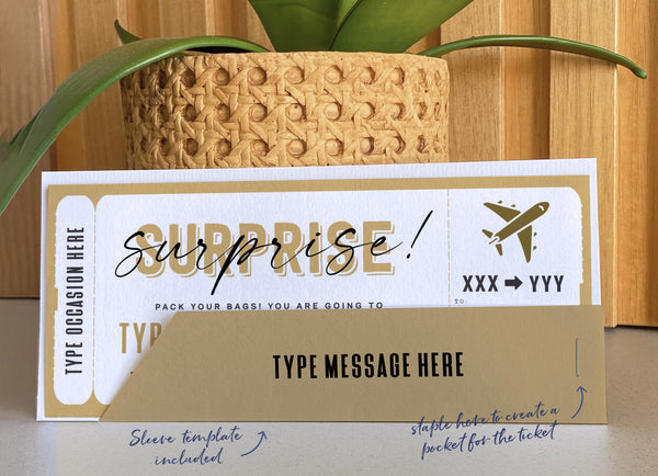 Surprise Boarding Pass Surprise Fake Airline Ticket - Digital Download