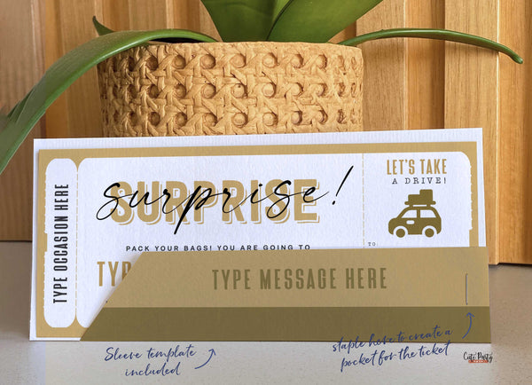 Surprise Trip gift ticket, Weekend Getaway Ticket Trip, Road Trip Trip Voucher - Digital Download