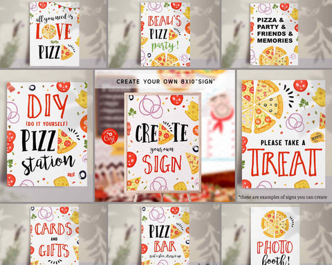Pizza Party Birthday Party signage
