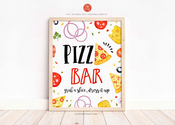 Pizza party Birthday Signs, Editable Printable Party signage - Instant Download
