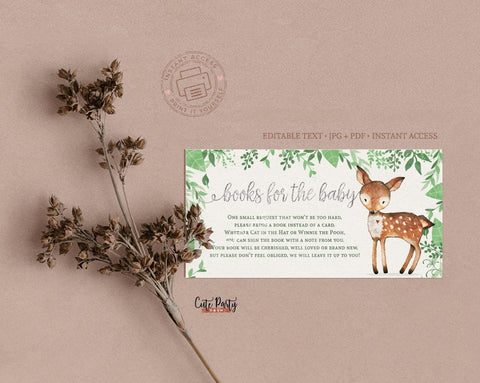 Woodland Baby Shower Books for the Baby Card - Digital Download