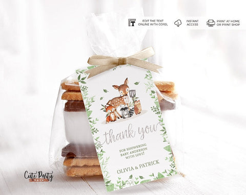 Woodland Baby Shower Favor Tags - Digital Download