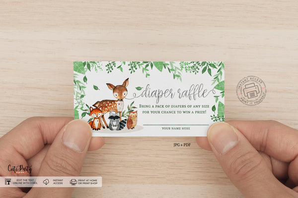 Woodland Baby Shower Diaper Raffle - Digital Download