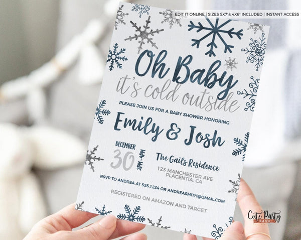 Baby It's Cold Outside Baby Shower Invitation Boy - Digital Download