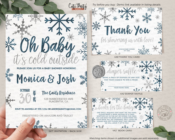 Baby It's Cold Outside Baby Shower Invitation kit - Digital Download