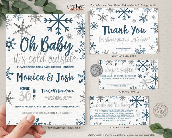 Baby It's Cold Outside Baby Shower Diaper Raffle - Digital Download