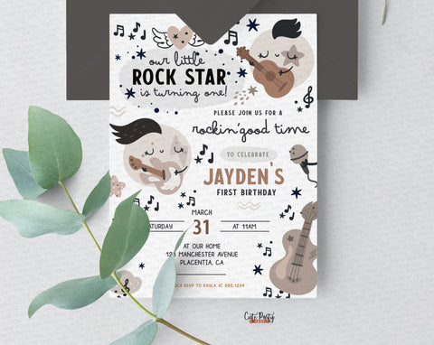 Little Rock Star Birthday Party Invitation - Digital Download