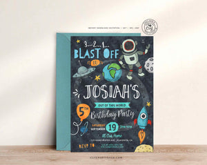Astronaut Space Birthday invitation Template, EDITABLE Outer space birthday invite, First Trip Around The Sun - Digital Download