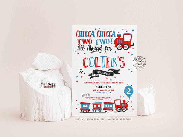 EDITABLE Chugga Chugga Choo choo Train Birthday Party invitation Template- Instant Download