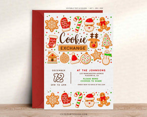 Christmas Cookie Exchange Invitation, Cookie Exchange Party Digital Invite by CutePartyDash.com