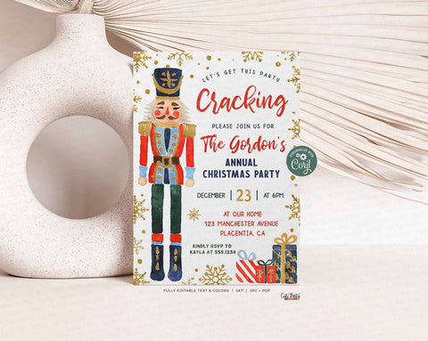 Editable Nutcracker Christmas Party Invitation - Digital Download