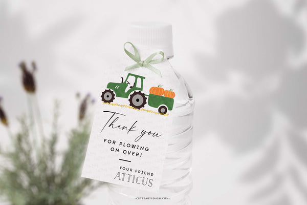Green Tractor Pumpkin Birthday Party Invitation - Instant Download