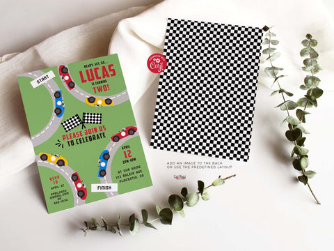 Vintage Racing Car Birthday Invitation 