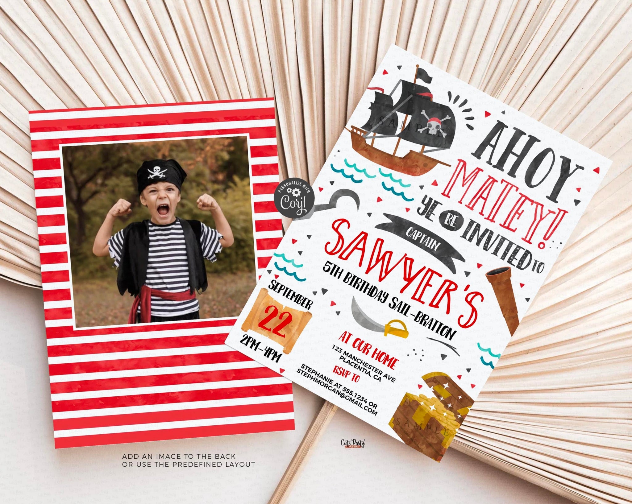 Pirate Birthday Party invitation - Digital Download