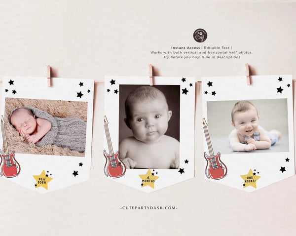 One Rocks Baby 1st Birthday Printable Invitation - Instant Download