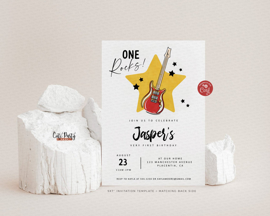 One Rocks Invitation Free One Rocks Baby 1st Birthday Printable Invitation - Instant Download ...