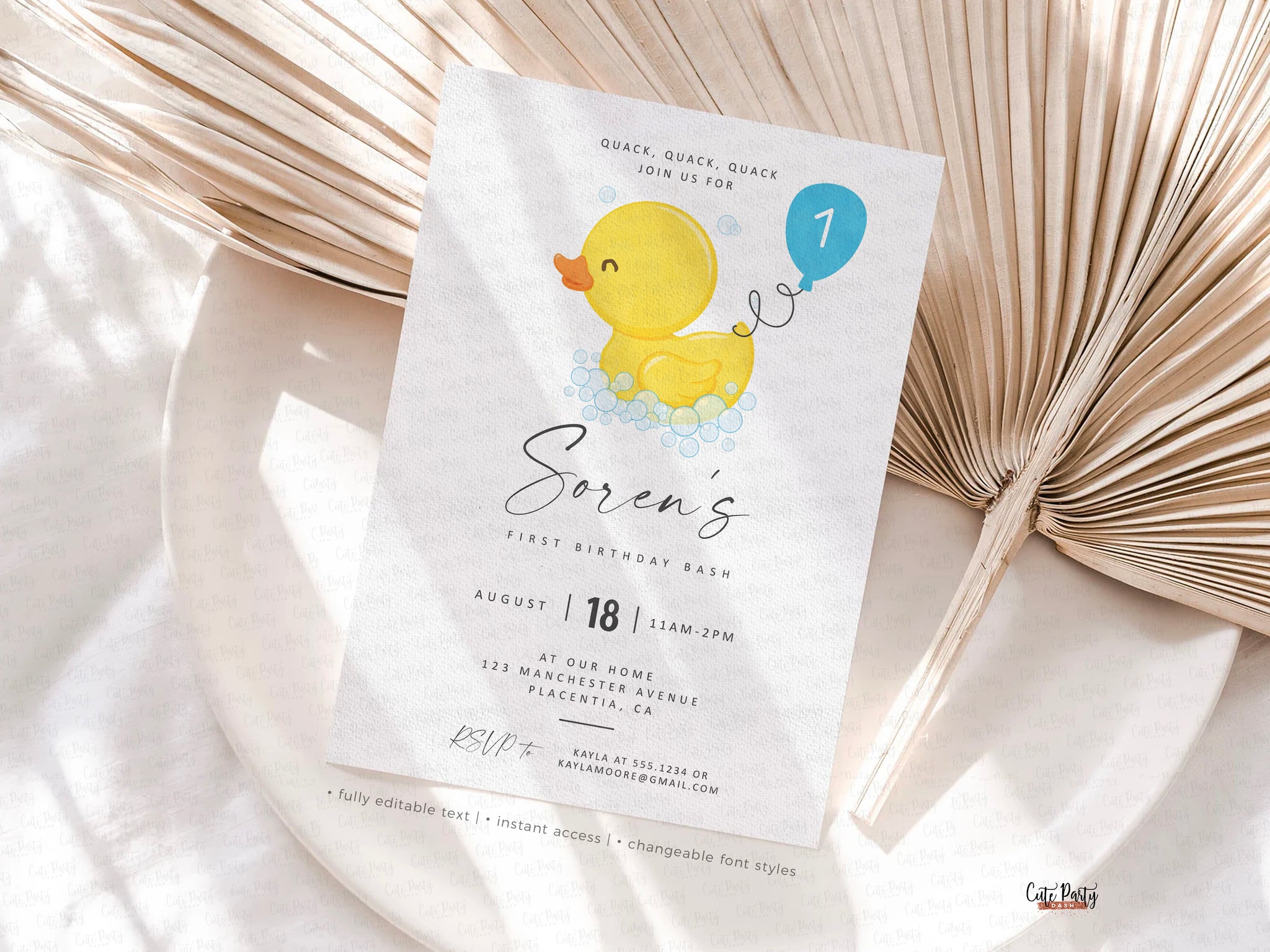 Rubber Duck themed Birthday Party Printable Decorations – Cute Party Dash