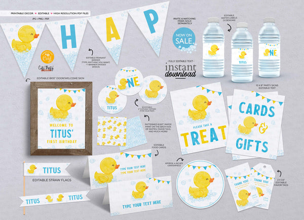 Editable Rubber Duck Party Signs - Instant Download