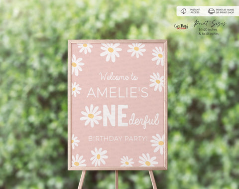 Daisy First Birthday Welcome Sign, Door Sign