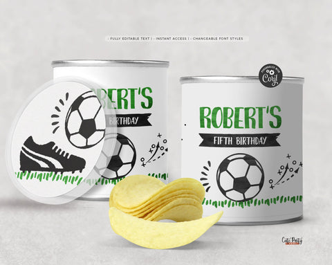 Soccer Birthday Pringles Potato Chip Can Tube Label Template - Digital Download