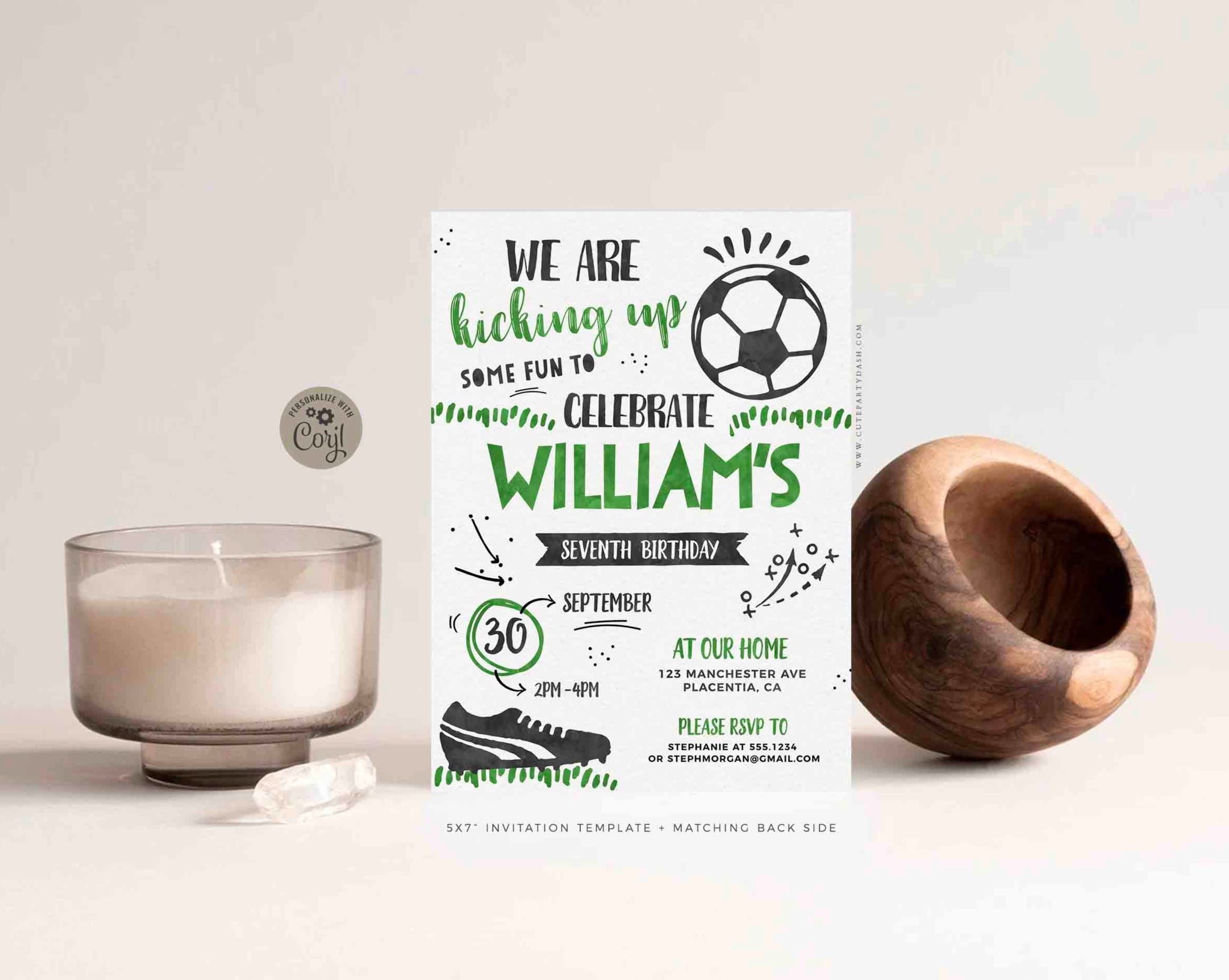 EDITABLE Soccer Birthday Party invitation- Instant Download