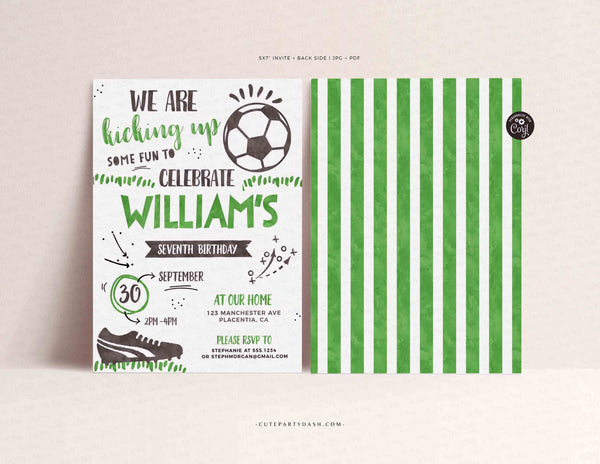 EDITABLE Soccer Birthday Party invitation- Instant Download