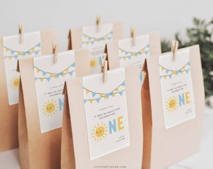 Little Sunshine Boy Birthday Party Favor tag- Digital Download