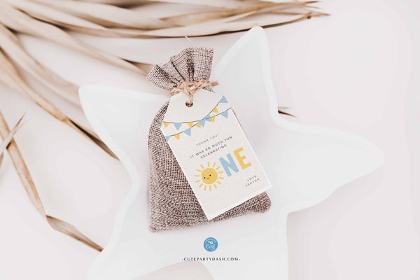Little Sunshine Birthday Boy Party favor tag