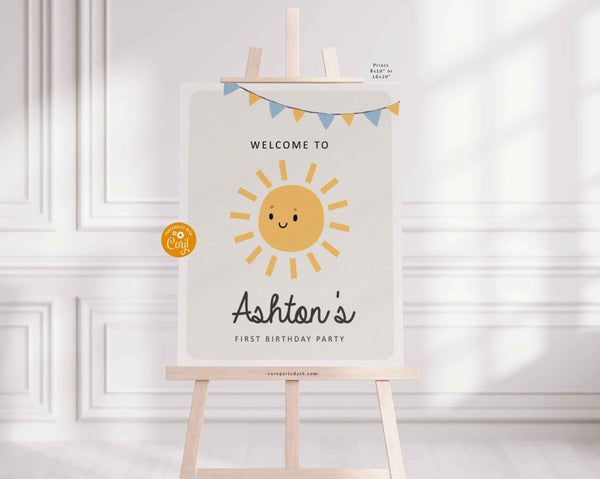 Little Sunshine Birthday Boy Party Welcome Sign